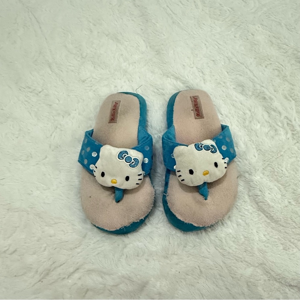 Hello Kitty Cream and Blue Cartoon Slippers Soft Slip-On